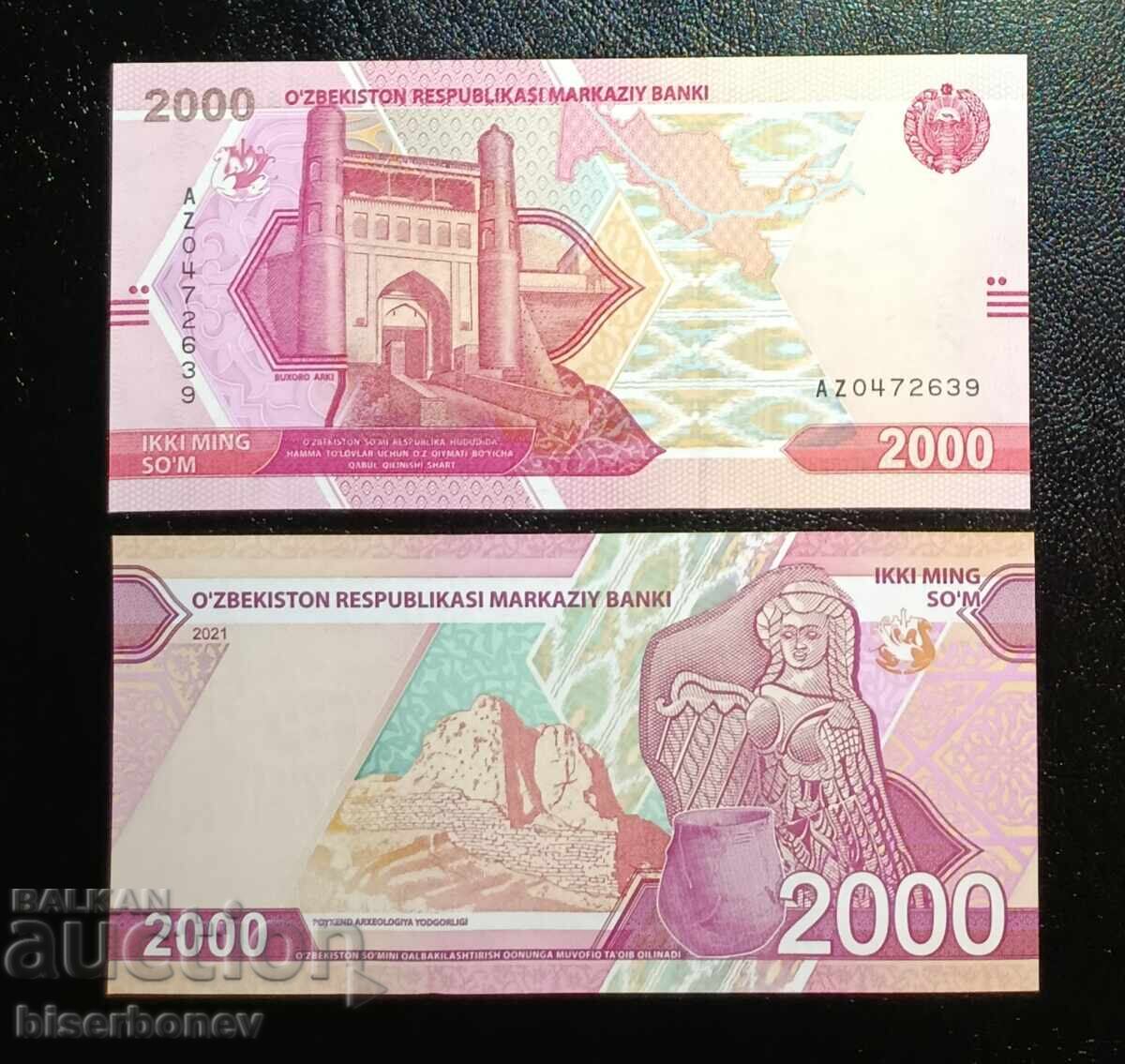 Uzbekistan, 2000 Sum 2021, UNC