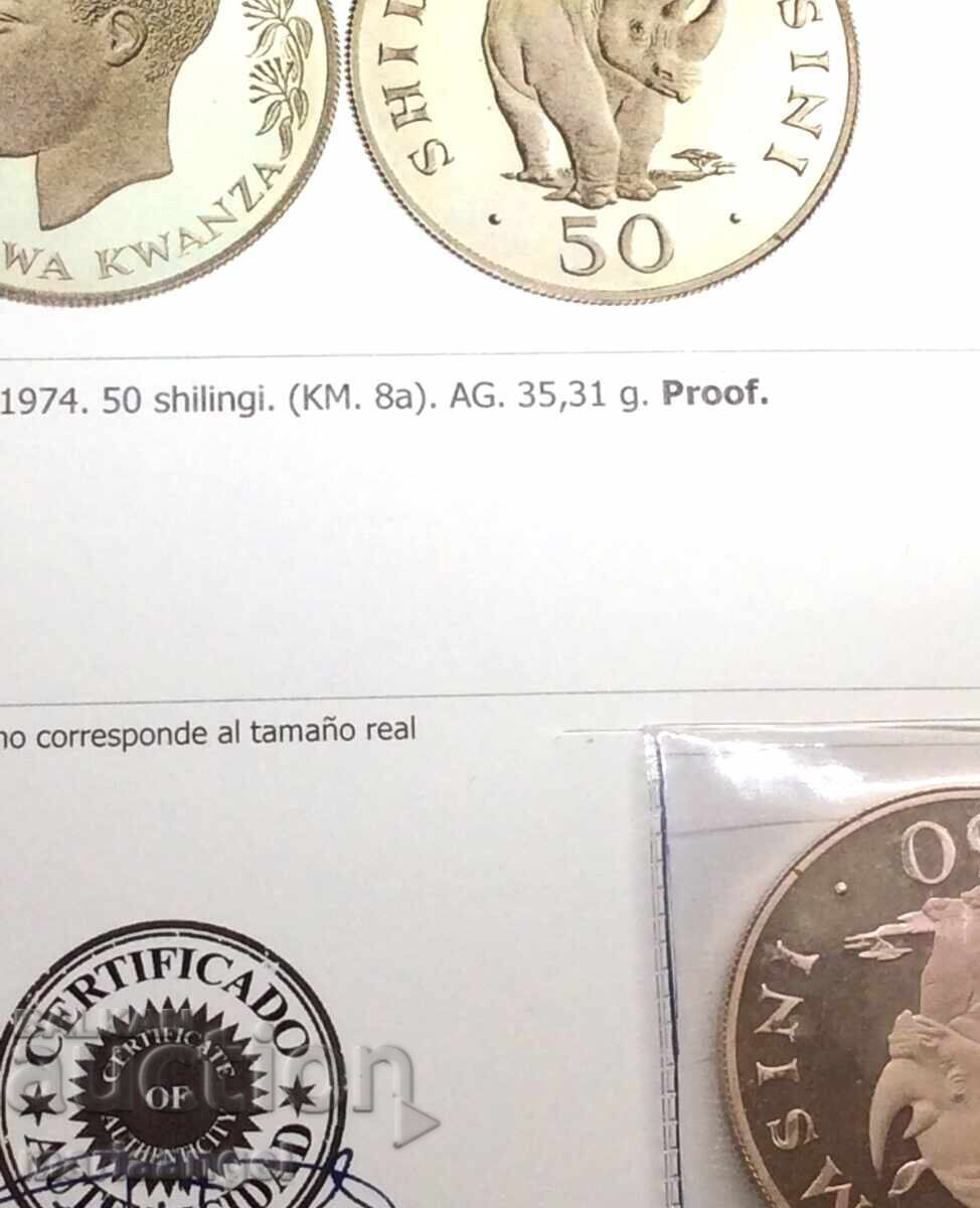 Tanzania 1974 50 Shillings 35.31g PROOF Silver with price 149.00 BGN | € 76.18