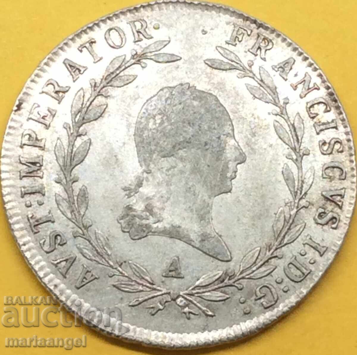 20 Kreuzer 1814 Austria A - Vienna Franz I 1792-1835 6,6y Ag - 7