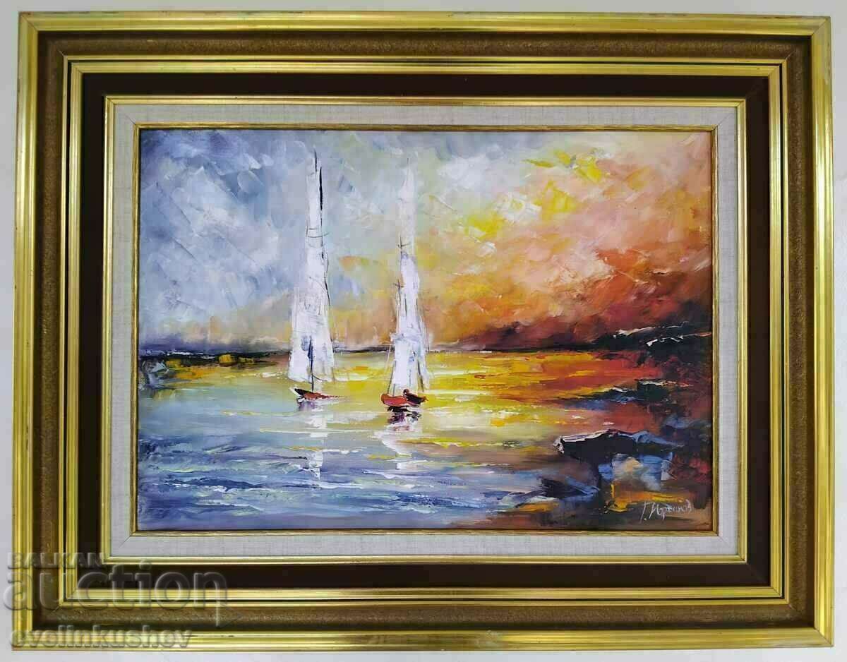 Oil painting "In the glow of the sunrise" Georgi Yordanov / II with price 205.00 BGN | € 104.81 Oil painting "In the glow of the sunrise" Georgi Yordanov / II with price 205.00 BGN | € 104.81