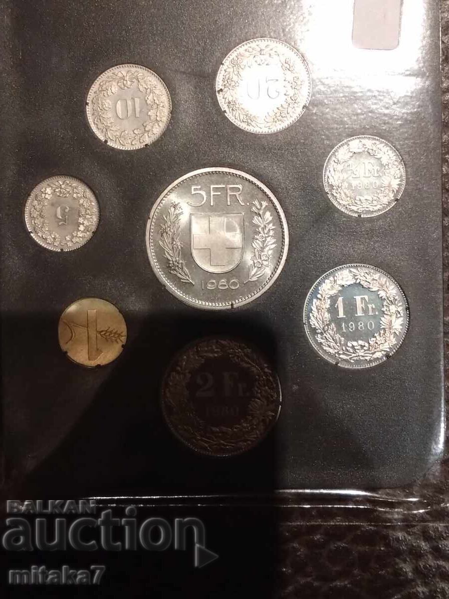 Παράδοση Σετ νομισμάτων 1980, Ελβετία