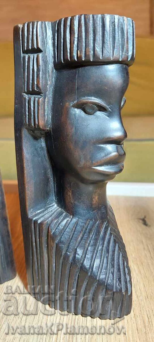 Auction  Ebony Wood Carvings: Two Figures for Connoisseurs