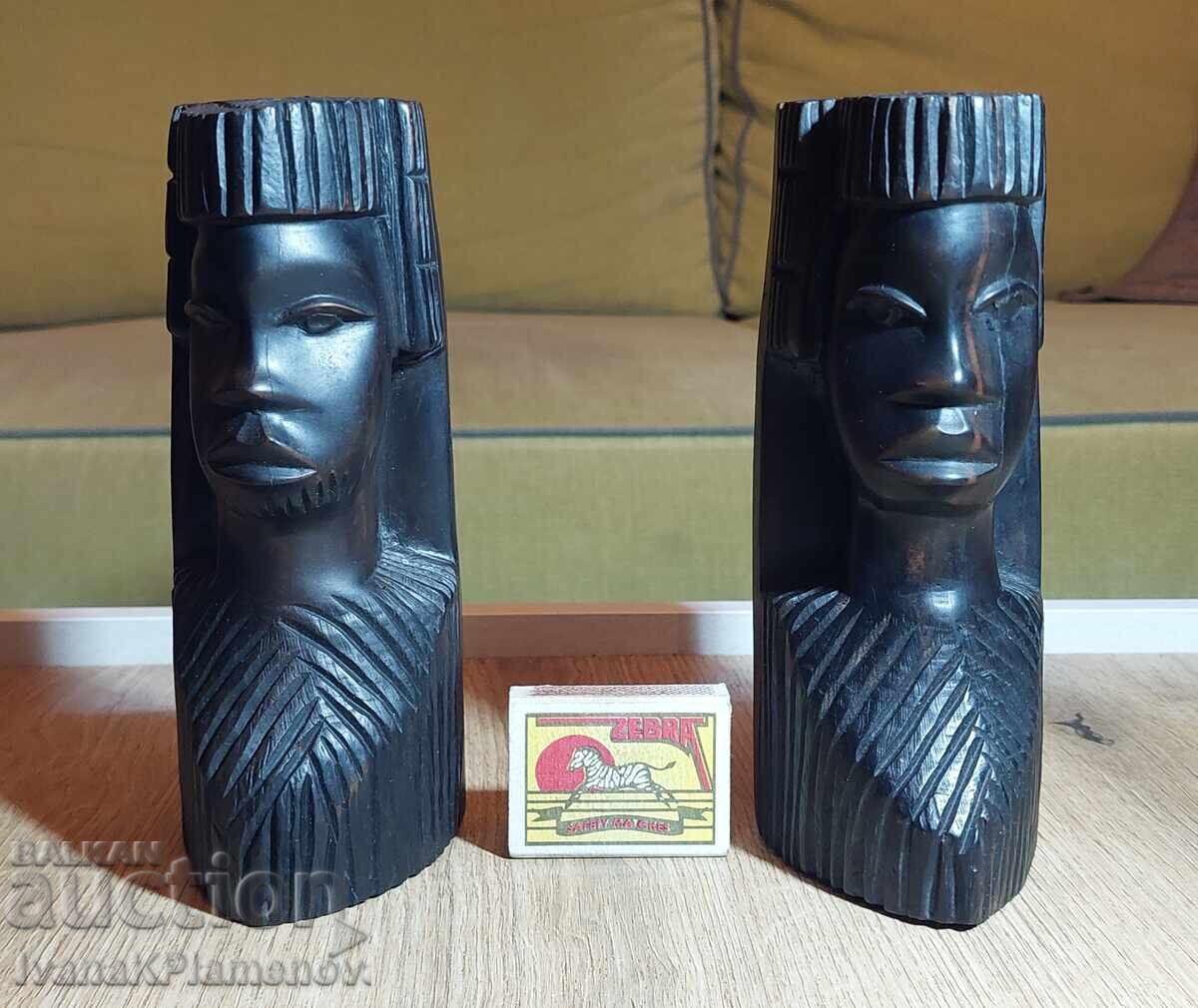 Ebony Wood Carvings: Two Figures for Connoisseurs - 7