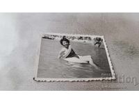 Photo Varna Young girl with a belt in the sea 1962