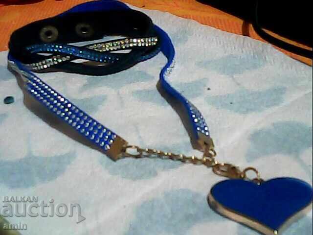 Όμορφο σετ δερμάτινο κολιέ και βραχιόλι