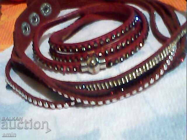 Beautiful leather necklace and bracelet set