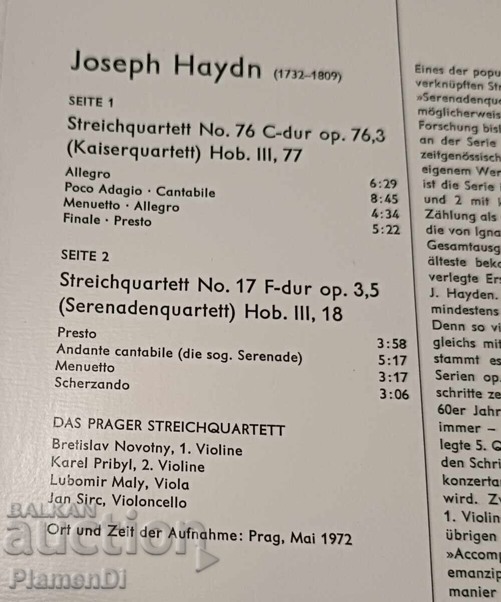 Licitație Disc de gramofon Joseph Haydn Licitație Disc de gramofon Joseph Haydn