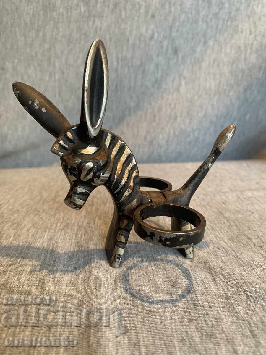 Φιγούρα γαϊδάρου Ζέβρα σε στυλ Walter Bosse, μεταλλική βάση