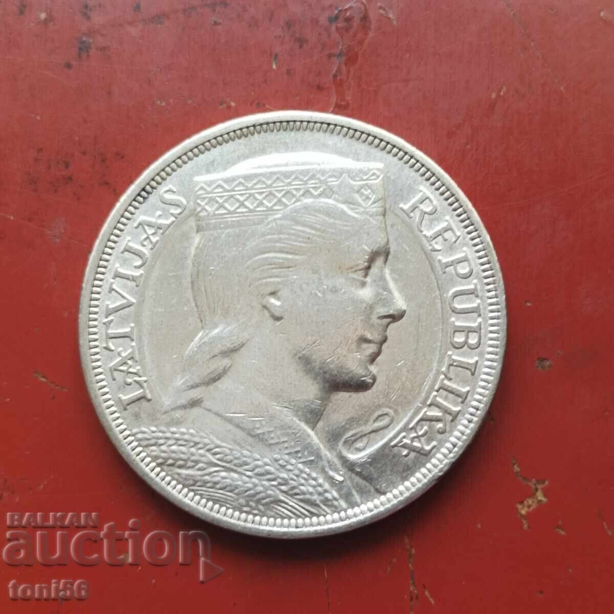 Latvia 5 Lati 1931 - Silver