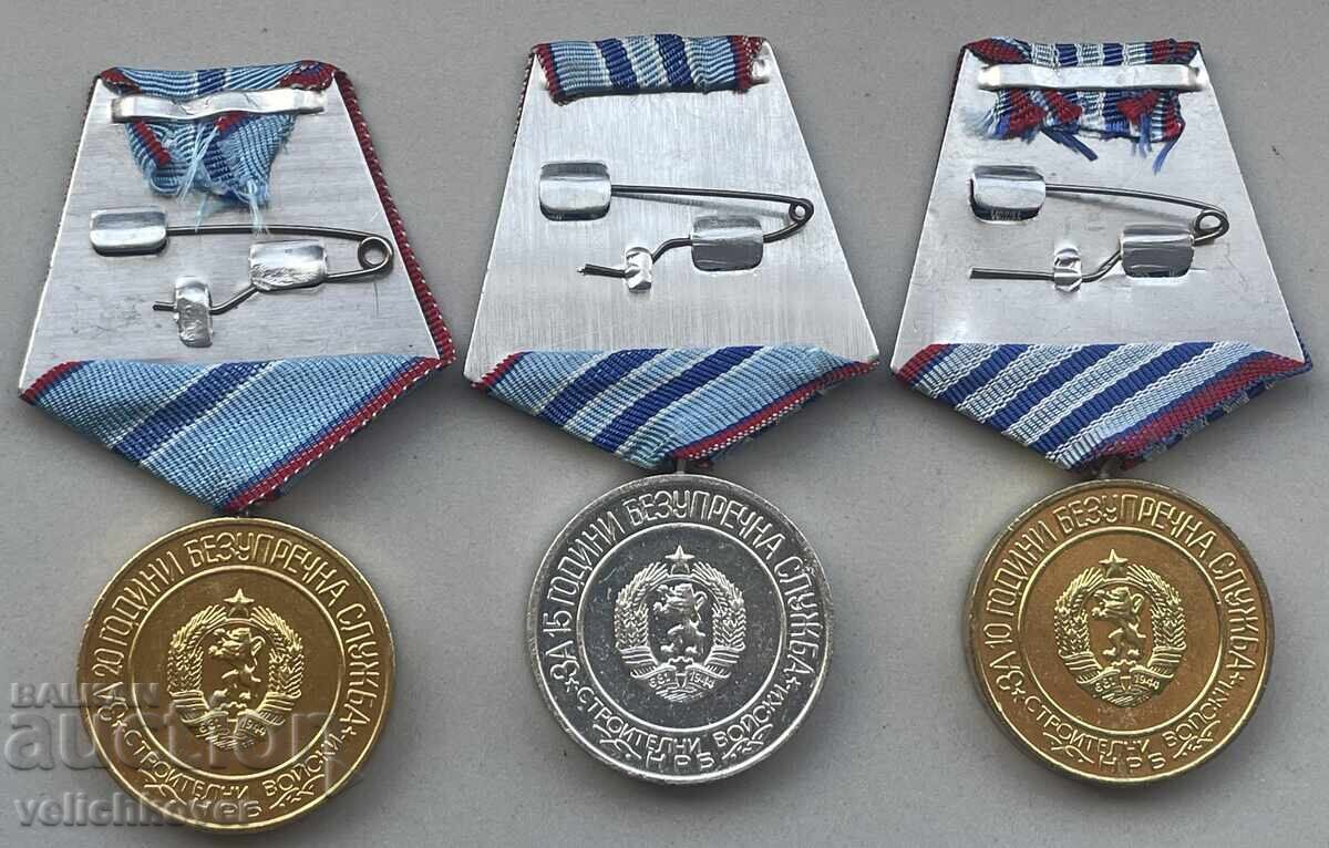 40463 Bulgaria Medals For 20-15-10 Years of Service Construction Troops with price 30.00 BGN | € 15.34