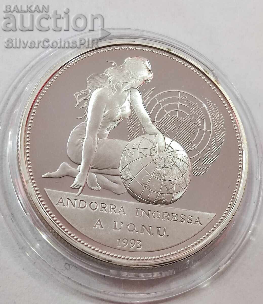Delivery of Silver 10 Dinars United Nations 1994 Andorra Delivery of Silver 10 Dinars United Nations 1994 Andorra