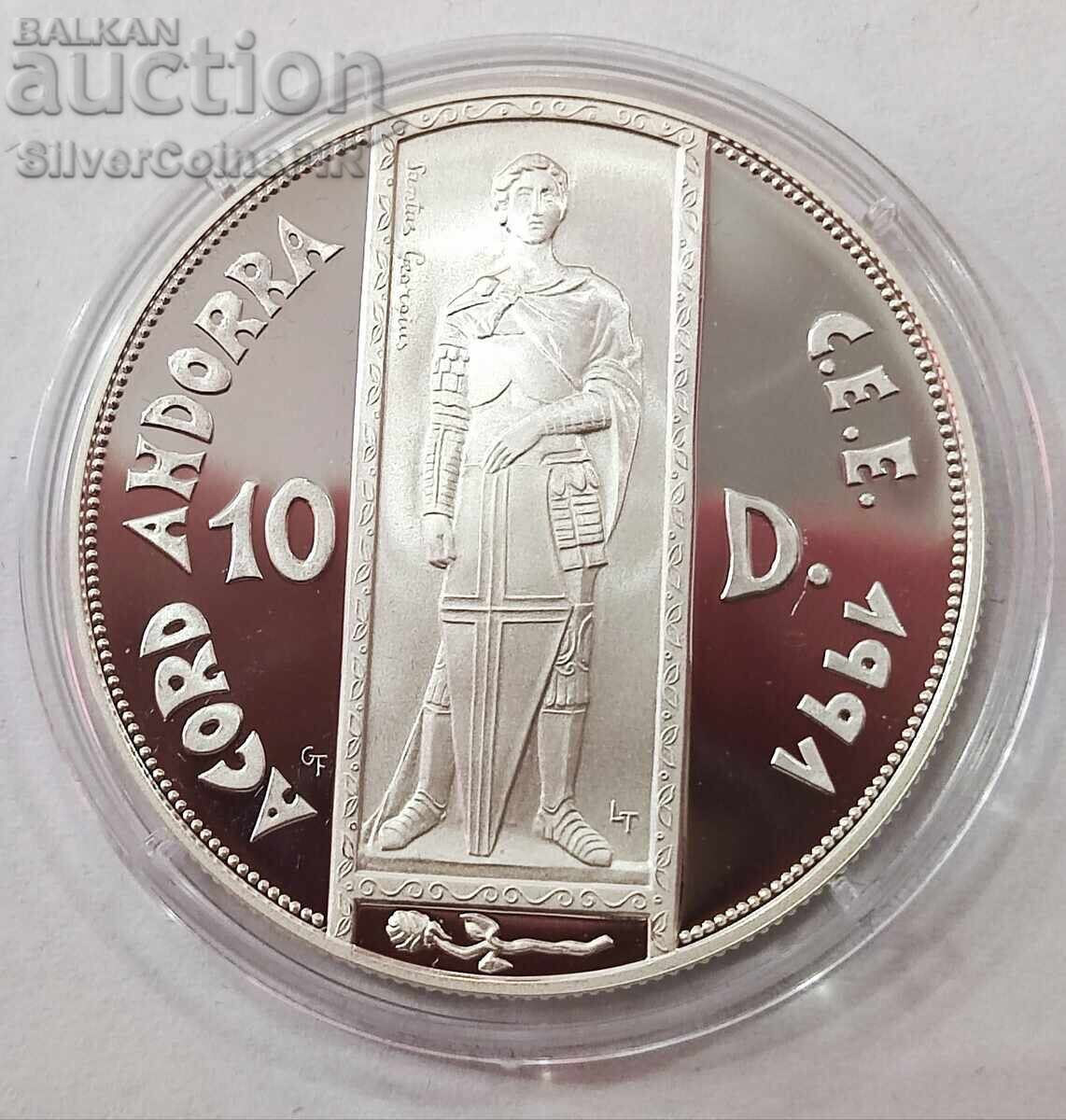 Silver 10 Dinera Saint George 1993 Andorra with price 125.00 BGN | € 63.91 Silver 10 Dinera Saint George 1993 Andorra with price 125.00 BGN | € 63.91