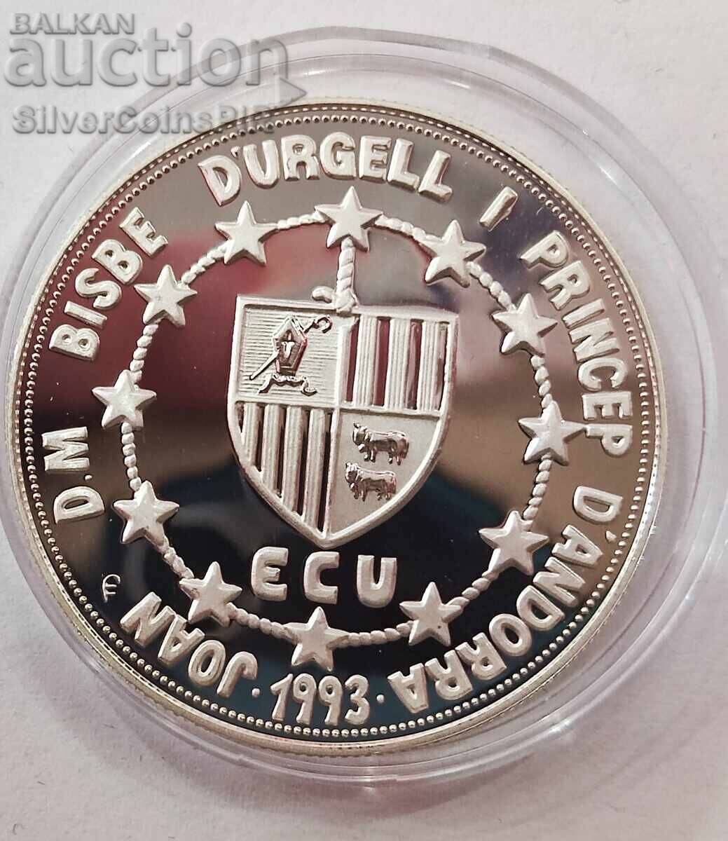 Auction Silver 10 Dinera Saint George 1993 Andorra Auction Silver 10 Dinera Saint George 1993 Andorra