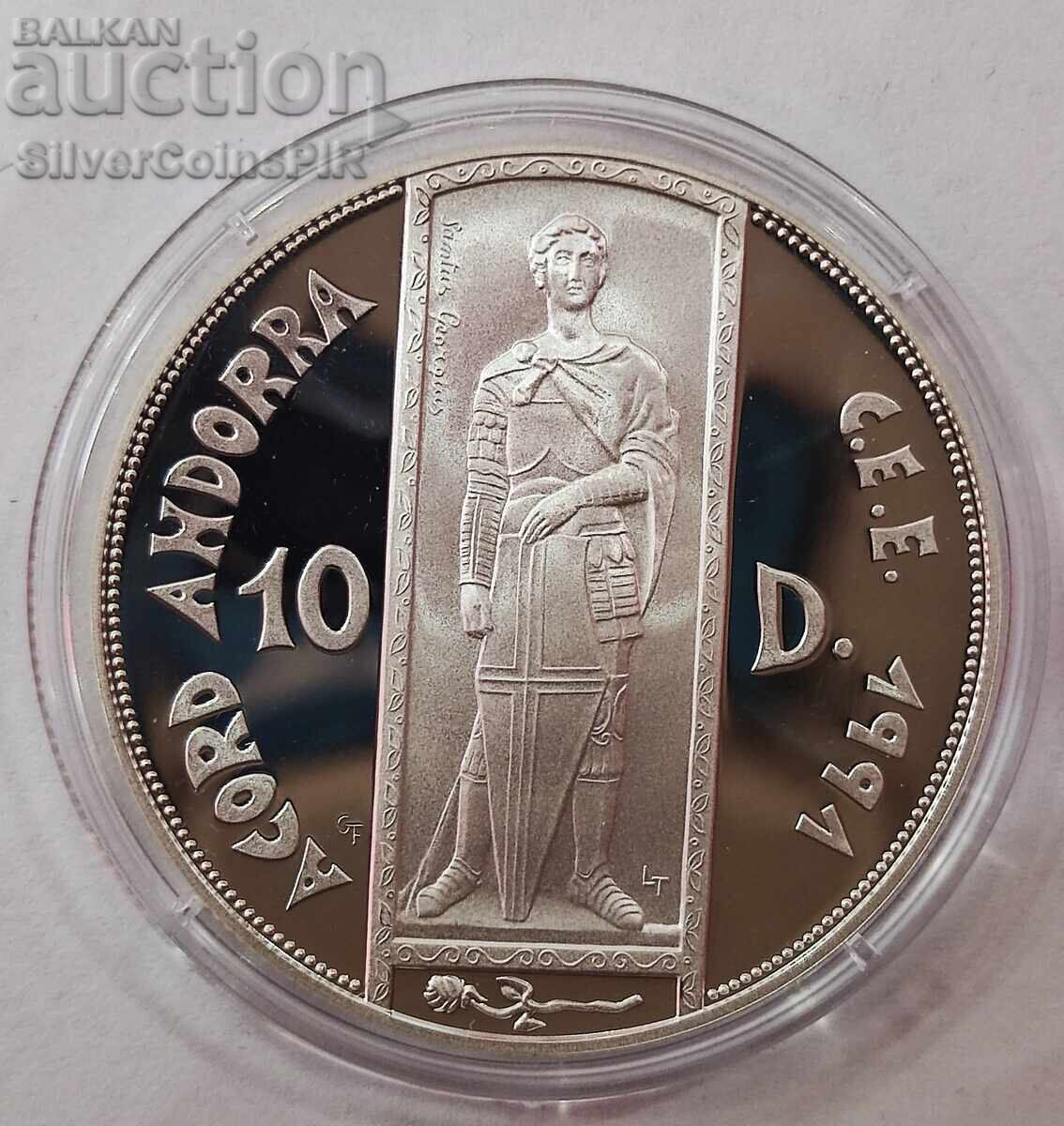 Silver 10 Dinera Saint George 1993 Andorra Silver 10 Dinera Saint George 1993 Andorra