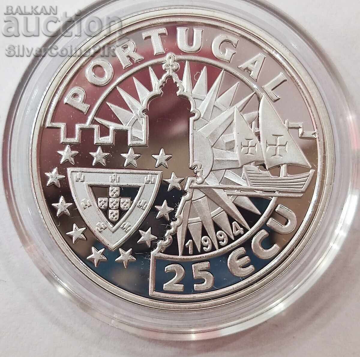 Delivery of Silver 25 Écus Manuel I 1994 Navigators Portugal Delivery of Silver 25 Écus Manuel I 1994 Navigators Portugal