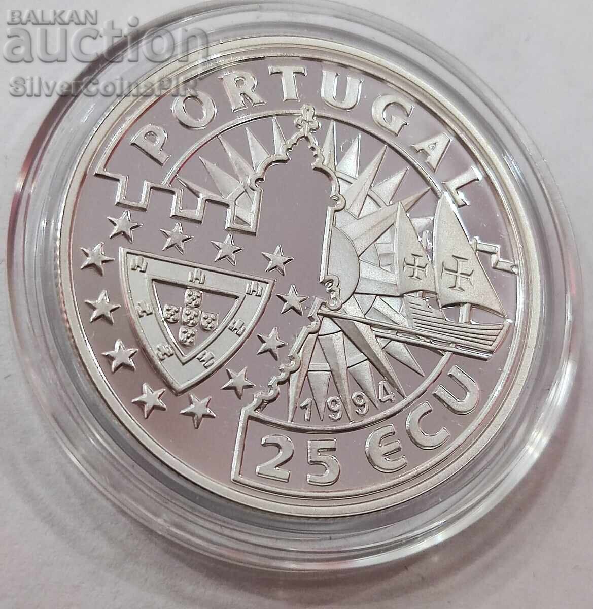 Silver 25 Écus Manuel I 1994 Navigators Portugal - 5 Silver 25 Écus Manuel I 1994 Navigators Portugal - 5
