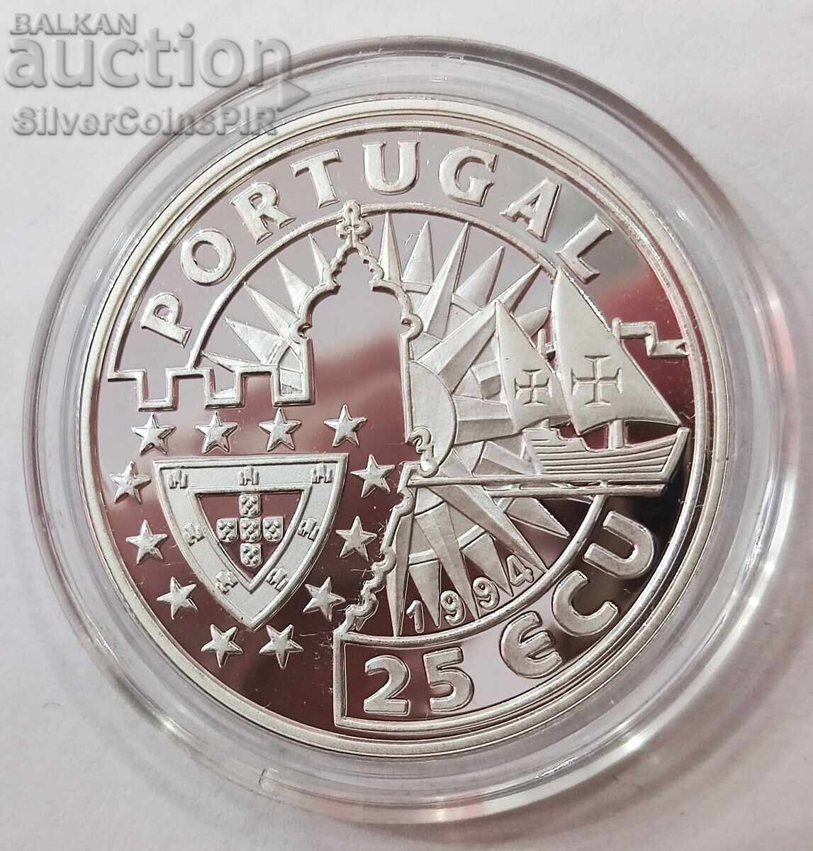 Silver 25 Écus Manuel I 1994 Navigators Portugal - 6 Silver 25 Écus Manuel I 1994 Navigators Portugal - 6