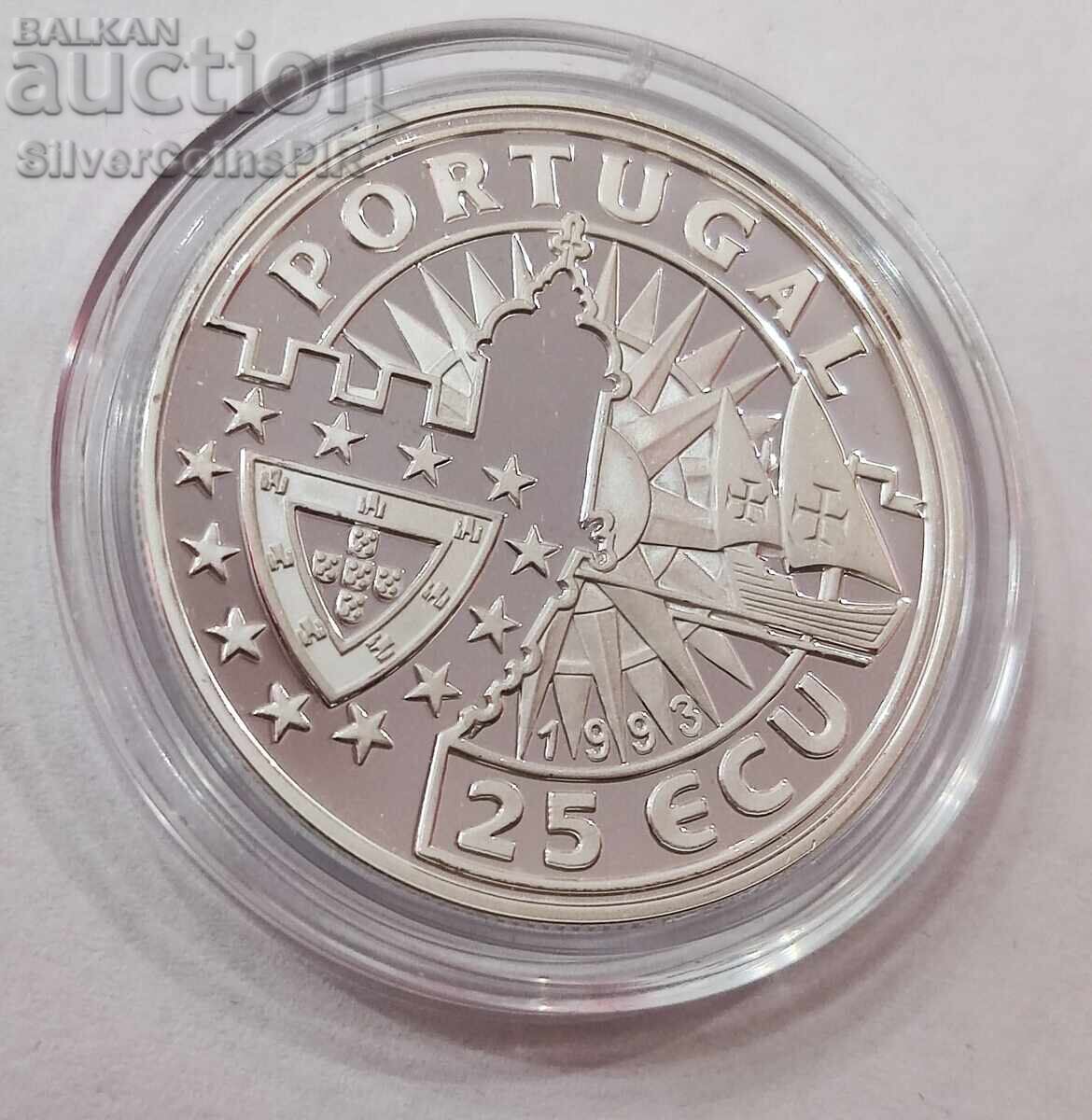 Silver 25 Escudos Bartolomeu Dias 1993 Portugal - 5 Silver 25 Escudos Bartolomeu Dias 1993 Portugal - 5