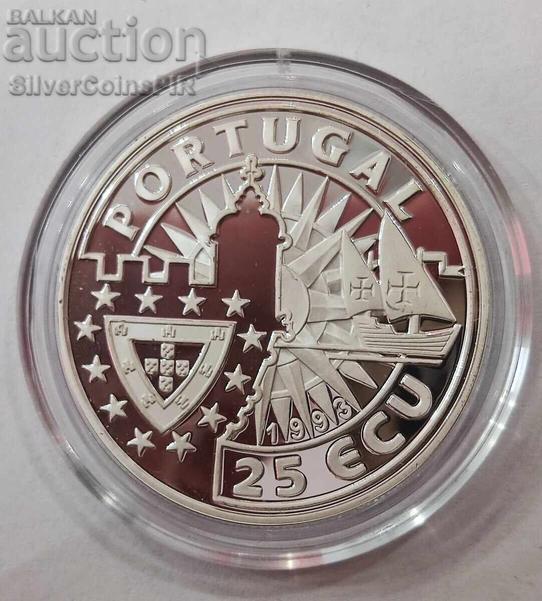 Silver 25 Escudos Bartolomeu Dias 1993 Portugal - 6 Silver 25 Escudos Bartolomeu Dias 1993 Portugal - 6
