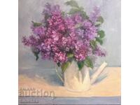 Pictură în ulei, liliac