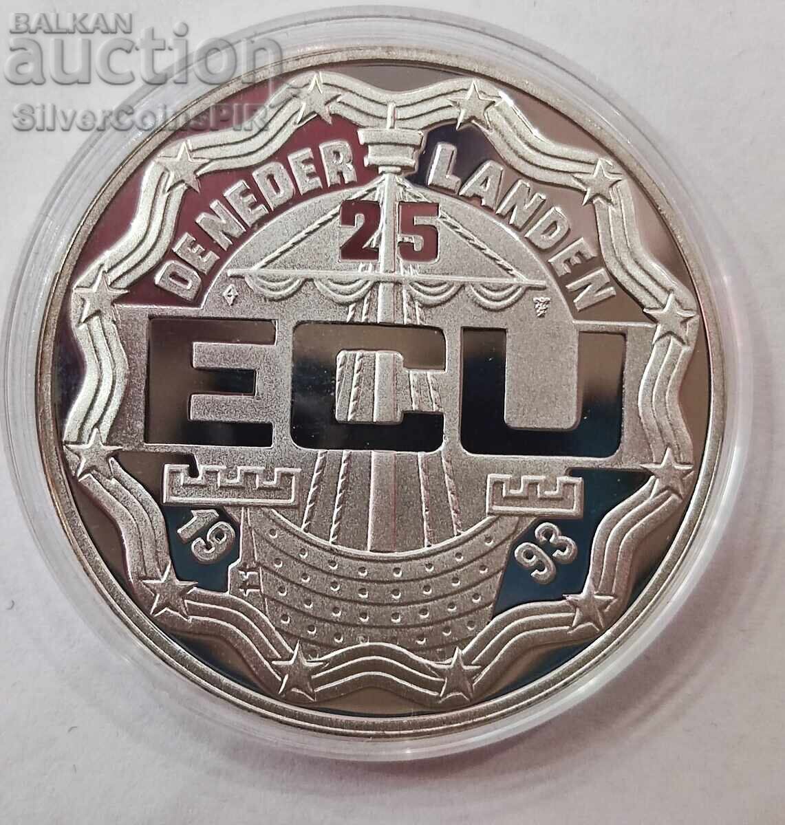 Delivery of Silver 25 ECU Maastricht Treaty 1993 Netherlands Delivery of Silver 25 ECU Maastricht Treaty 1993 Netherlands