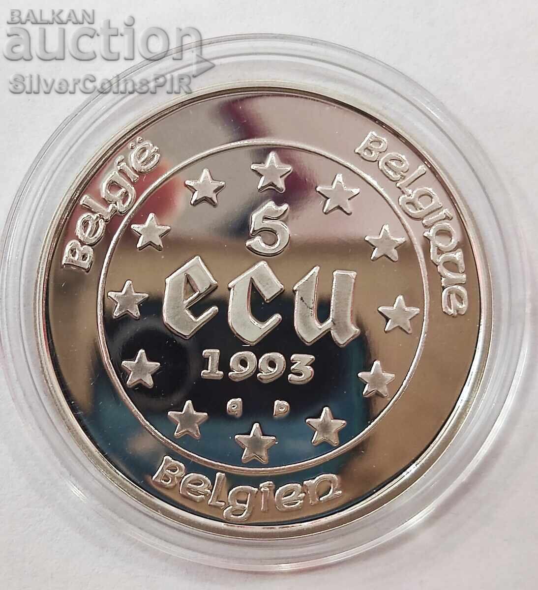 Auction Silver 5 ECU EU Presidency 1993 Belgium Auction Silver 5 ECU EU Presidency 1993 Belgium