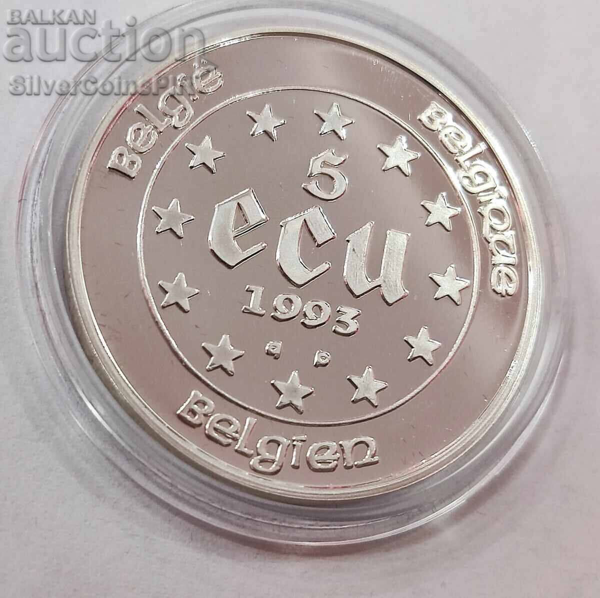 Delivery of Silver 5 ECU EU Presidency 1993 Belgium Delivery of Silver 5 ECU EU Presidency 1993 Belgium