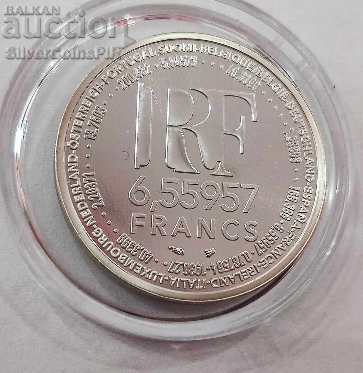 Silver 6.55957 Francs Introduction of the Euro 1999 France - 5 Silver 6.55957 Francs Introduction of the Euro 1999 France - 5