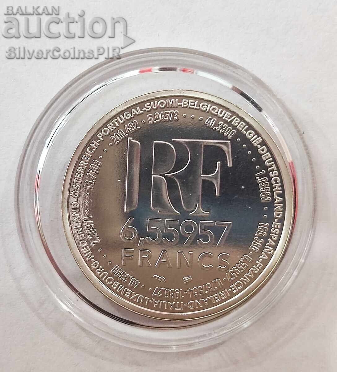 Silver 6.55957 Francs Introduction of the Euro 1999 France - 6 Silver 6.55957 Francs Introduction of the Euro 1999 France - 6
