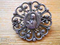 Antique Catholic brooch "St. Bernadette"
