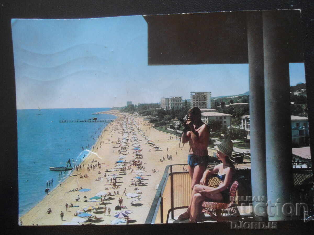 VARNA. Golden Sands - the beach, Old postcard VARNA. Golden Sands - the beach, Old postcard