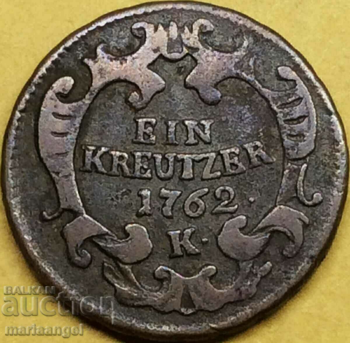 Austria 1 Kreuzer 1761 K - Kremnitz 10.34g 22mm Maria Theresia with price 19.00 BGN | € 9.71 Austria 1 Kreuzer 1761 K - Kremnitz 10.34g 22mm Maria Theresia with price 19.00 BGN | € 9.71