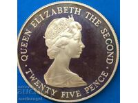 Guernsey 25 pence 1987 Royal Visit UNC PROOF 27.95g Ag