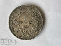 France Rare Silver Coin 5 Francs 1850 Silver