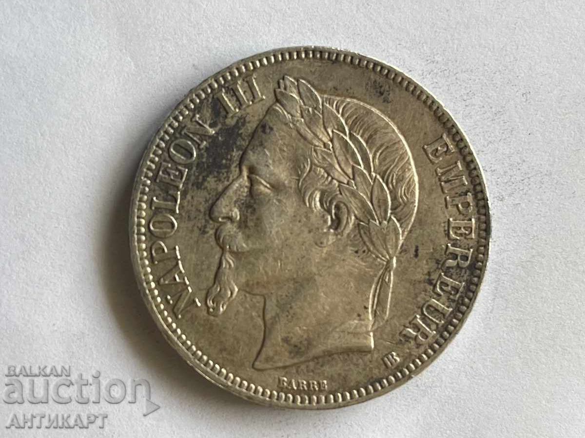 Auction  France Rare Silver Coin 5 Francs 1868 Silver