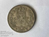 Franța monedă rară de argint 5 franci Charles X 1827 argint