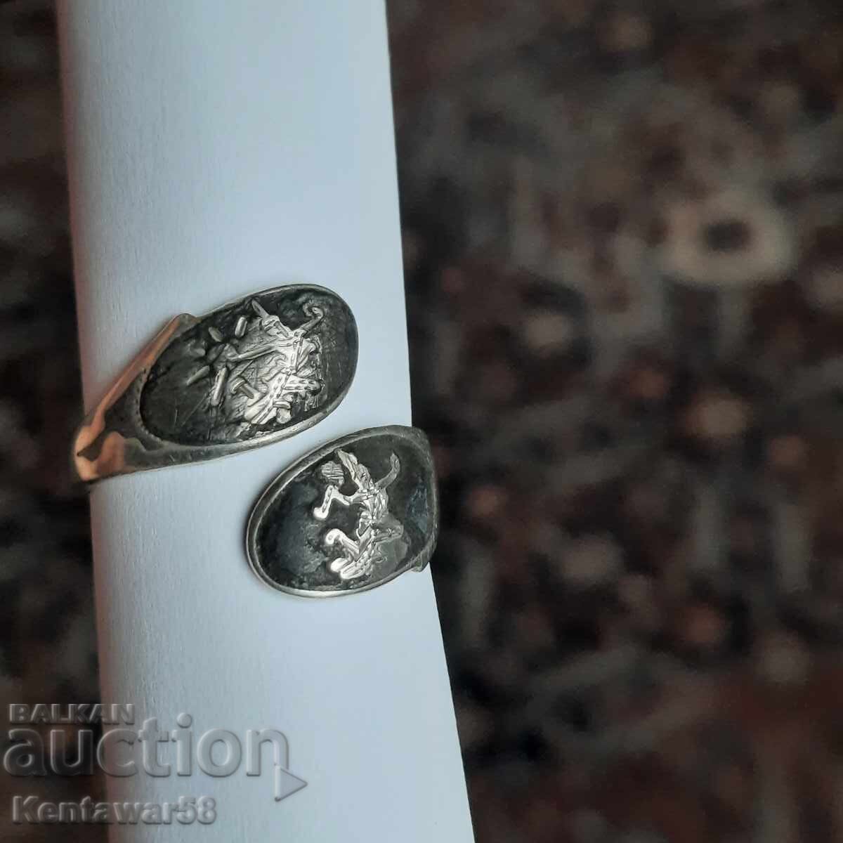 Inel vechi rar din argint siam sterling - 5