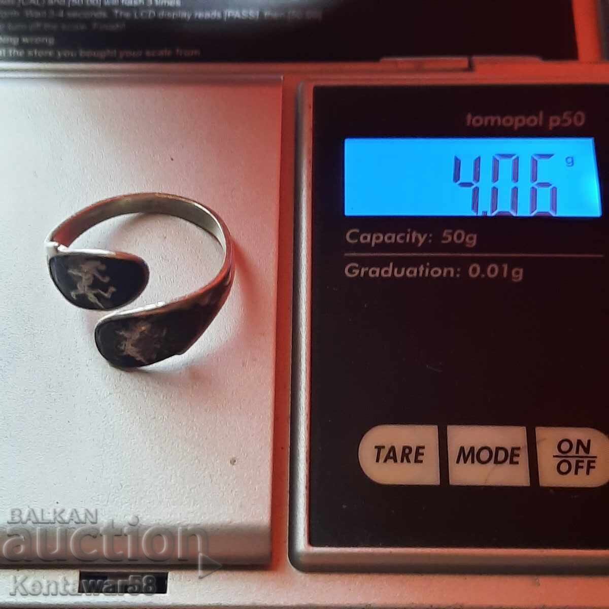 Inel vechi rar din argint siam sterling - 7