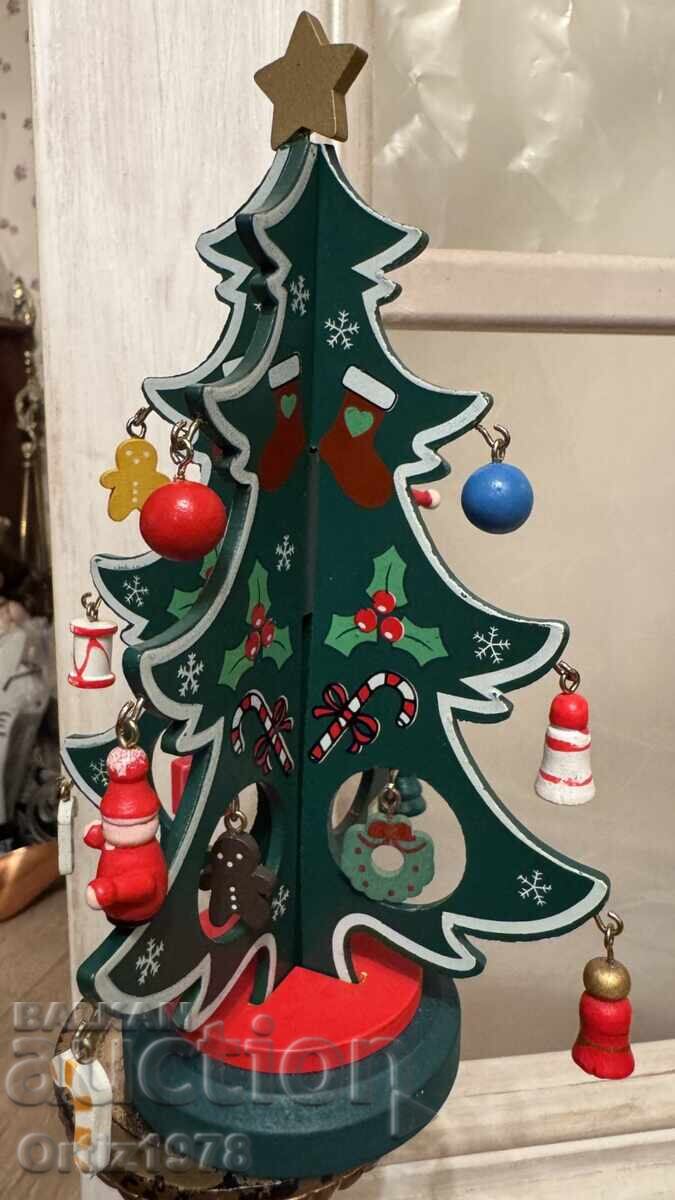 Wooden Christmas tree, with 16 different wooden figures – Germany