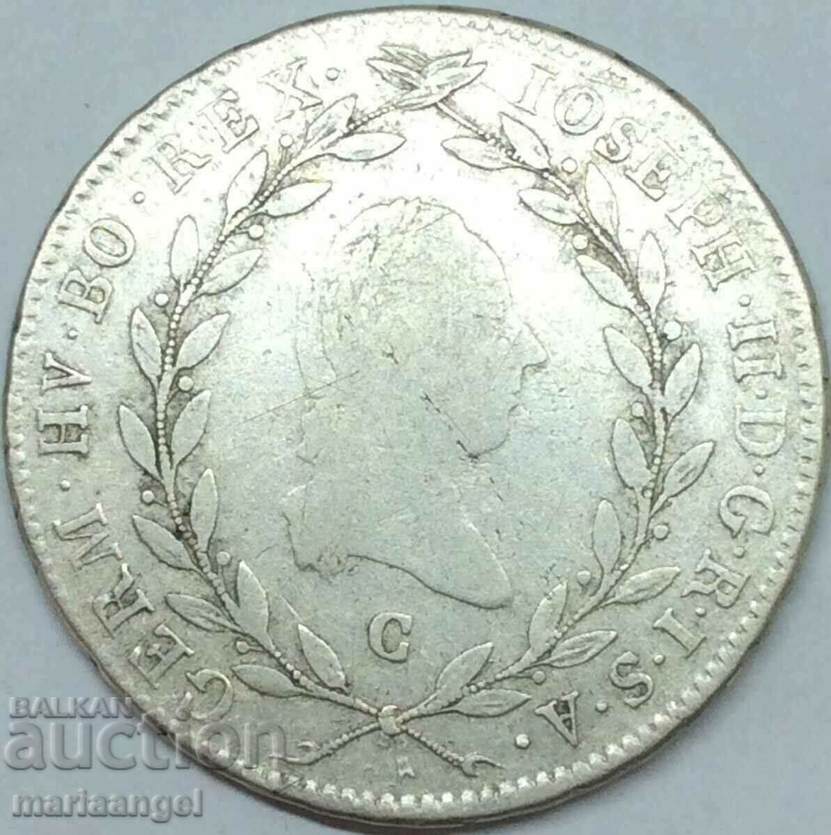 20 Kreuzer 1783 Austria Joseph II C - Prague - rare with price 52.00 BGN | € 26.59