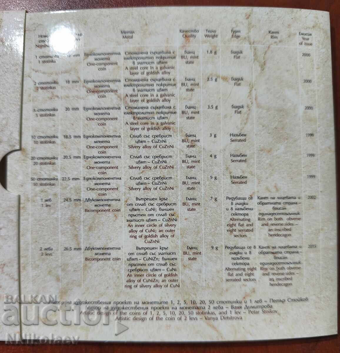 BNB Complete Set of Bulgarian Exchange Coins 1999 - 2015 - 6