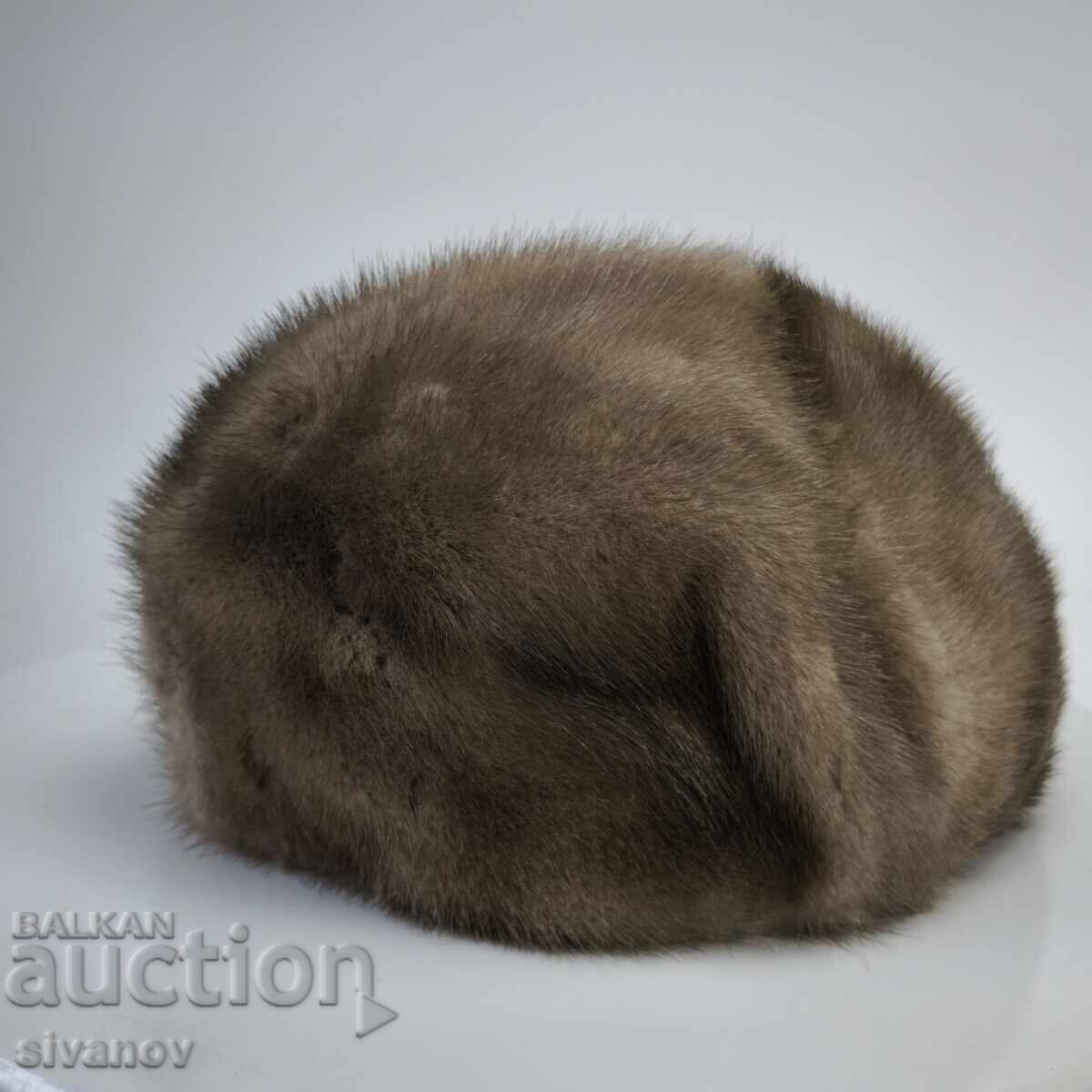 Old Soviet leather hat mink fur #6213 with price 14.99 BGN | € 7.66