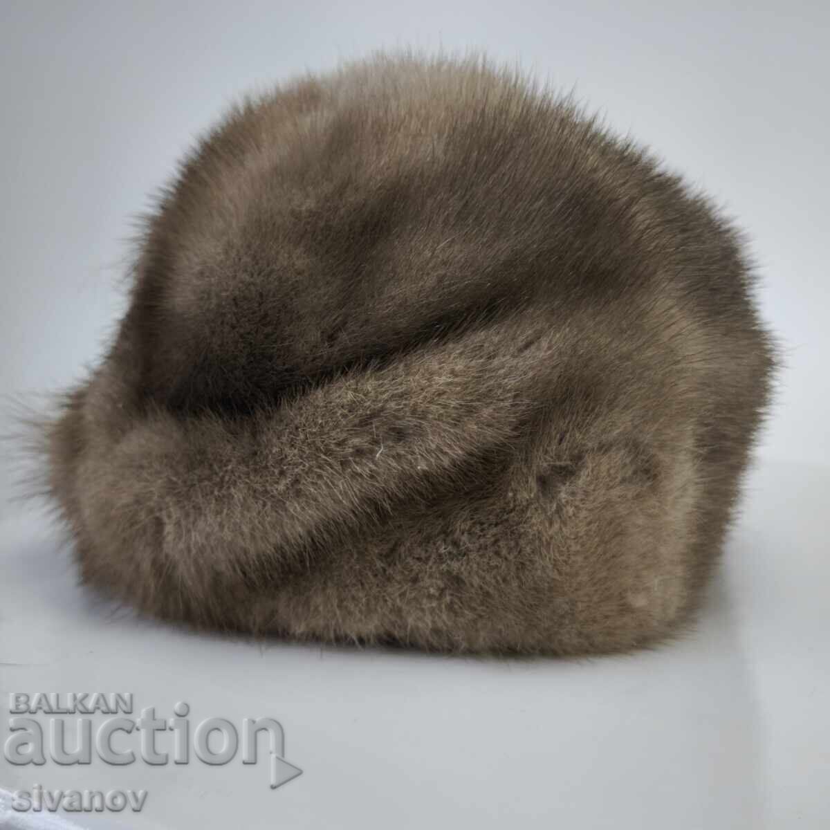 Delivery of Old Soviet leather hat mink fur #6213