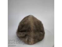 Pălărie veche sovietică din piele, blană de nurcă #6213