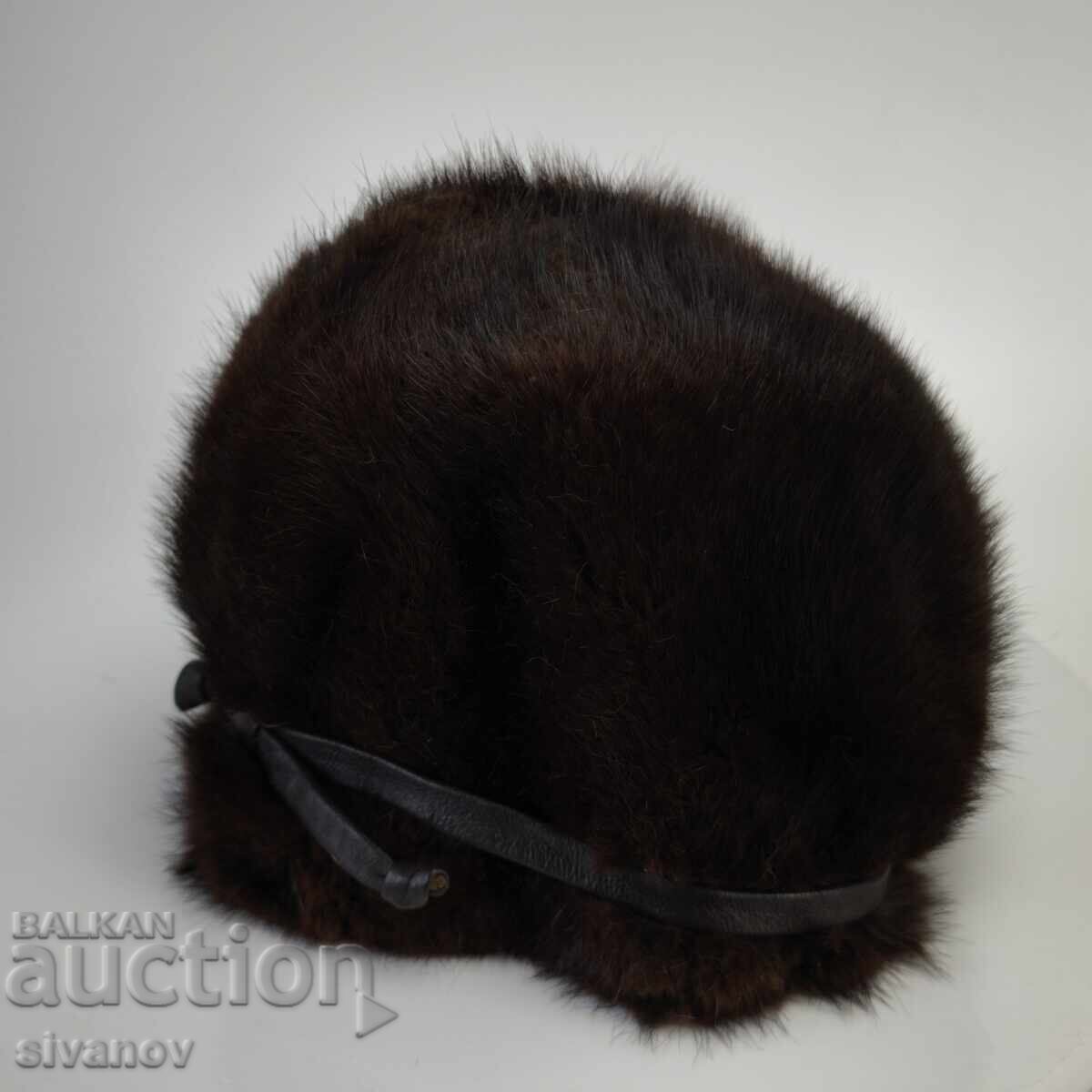Παλιό σοβιετικό δερμάτινο καπέλο από γούνα βίδρας #6214 με τιμή 24.99 BGN | € 12.78