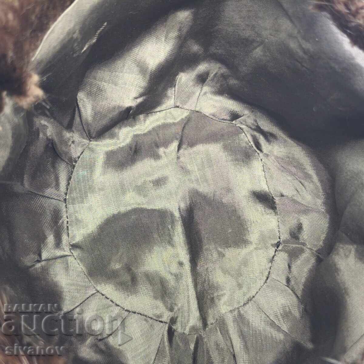 Παλιό σοβιετικό δερμάτινο καπέλο από γούνα βίδρας #6214 - 5