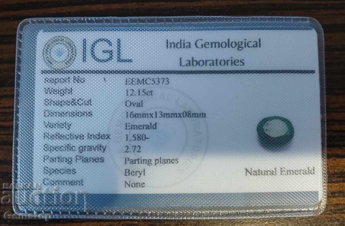 BZTS! 12.15 ct Natural Emerald Oval Cert. IGL from 1st! - 5