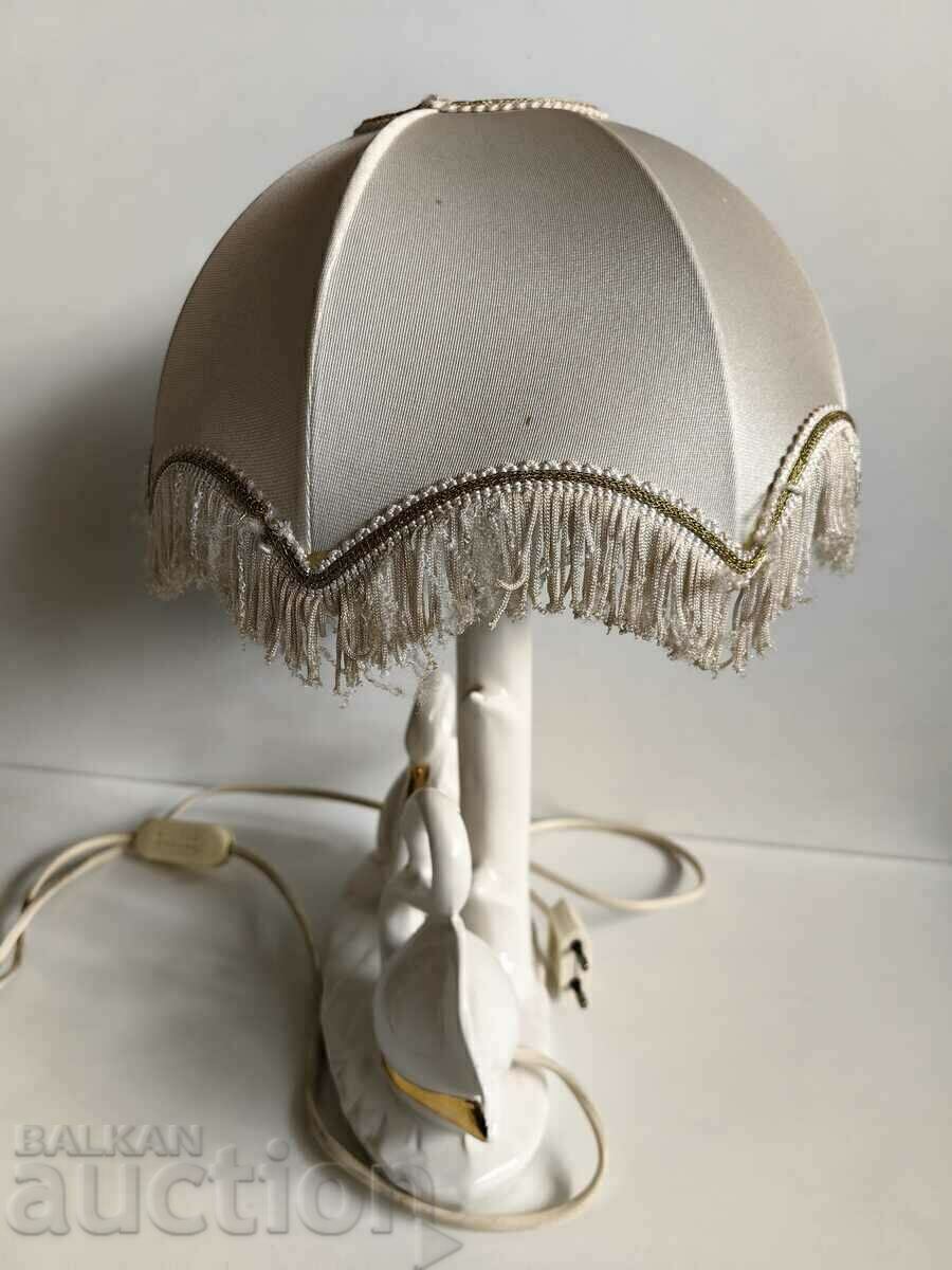 SUPERBĂ LAMPĂ DE NOAPTE DE MASĂ PORCELAN STATUETA LEBADĂ - 5