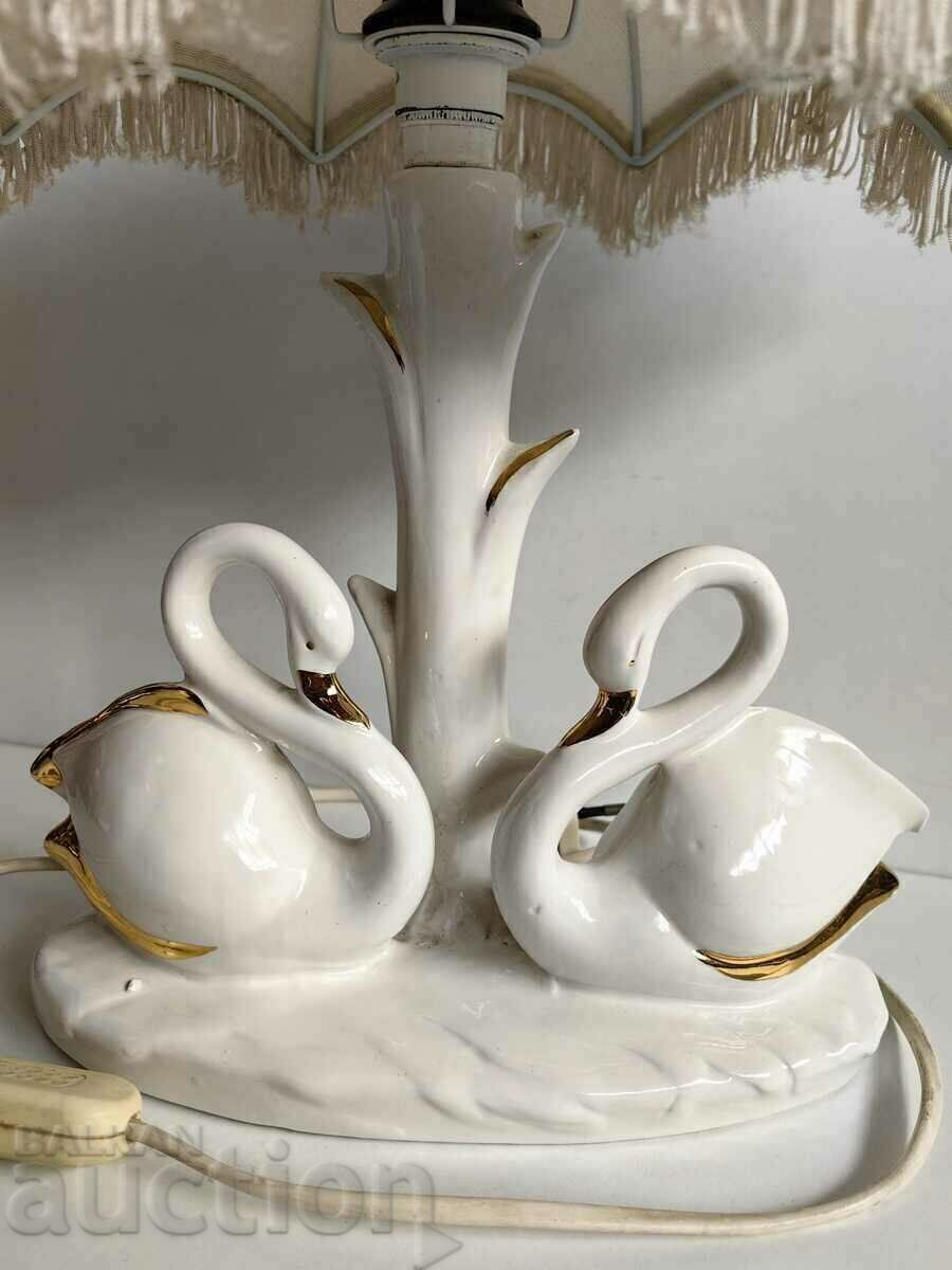 SUPERBĂ LAMPĂ DE NOAPTE DE MASĂ PORCELAN STATUETA LEBADĂ - 7