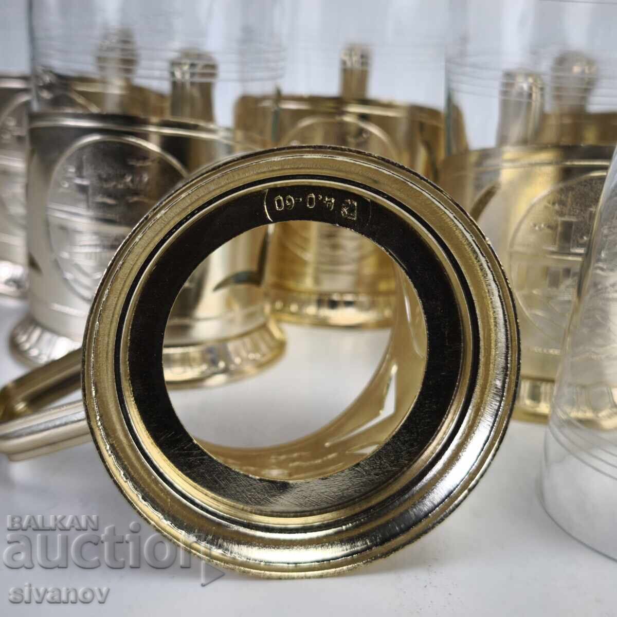 Παράδοση Σετ από 6 σουβέρ με ποτήρια, σερβίτσιο ΕΣΣΔ #6215